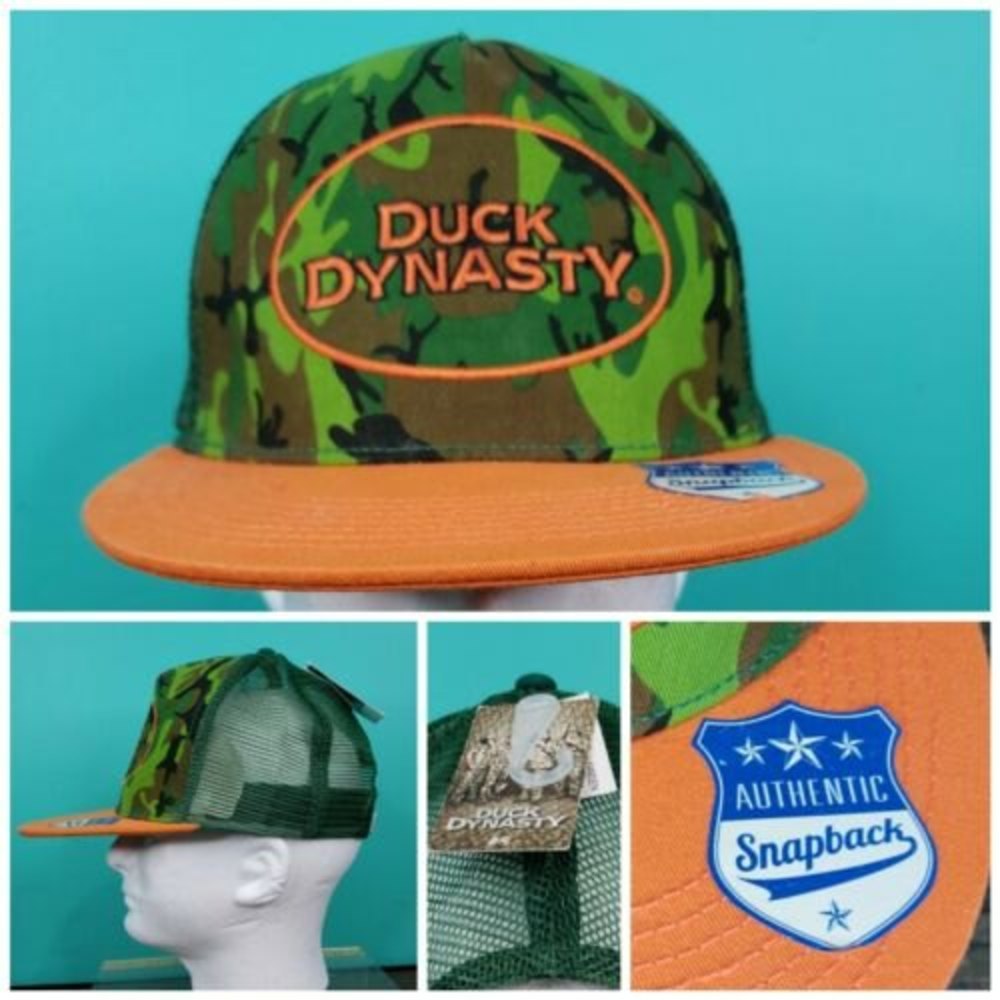 Duck Dynasty Camo Trucker Hat Hunting Snapback Cap - Camouflage / Orange / Green